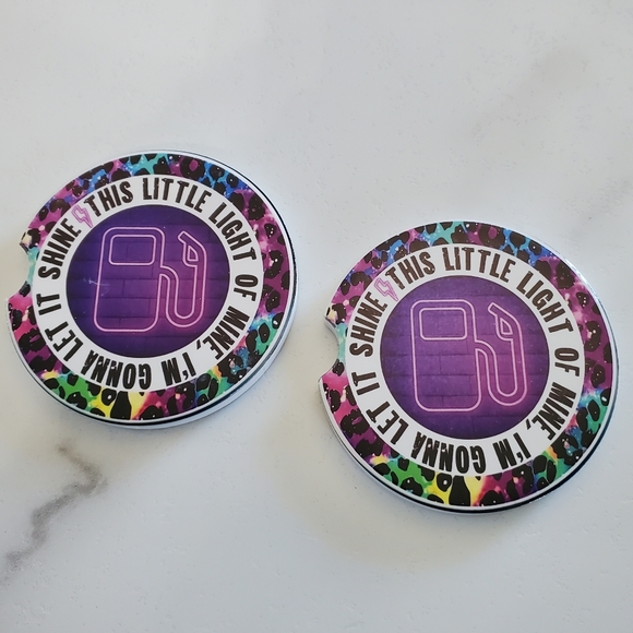 Set Of 2 Ceramic Car Coasters Funny Gas Light - Picture 6 of 6